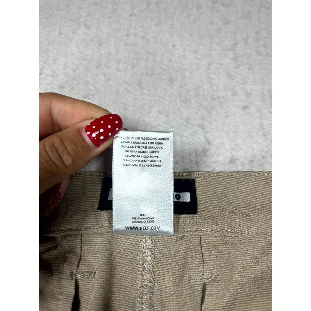 Reef Walk Shorts Mens 40 Khaki Stretch Mid Rise Slash Pocket Modern Surf Casual